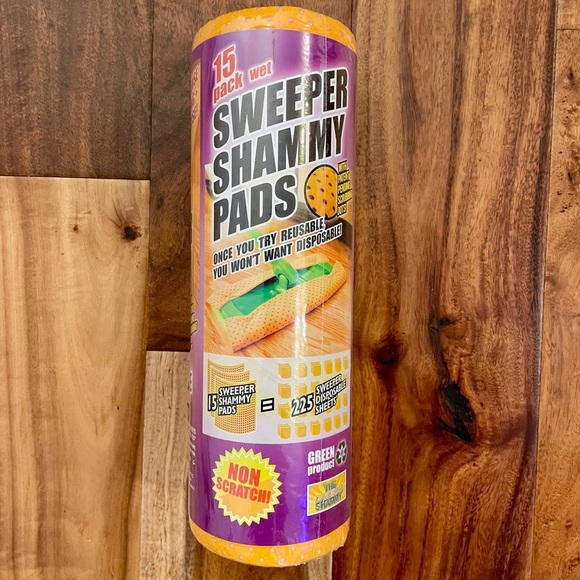 NEW Sweeper Shammy Pads Reusable 15 Sheets Scrubbing Dots Washable Yellow. - Picture 7 of 8